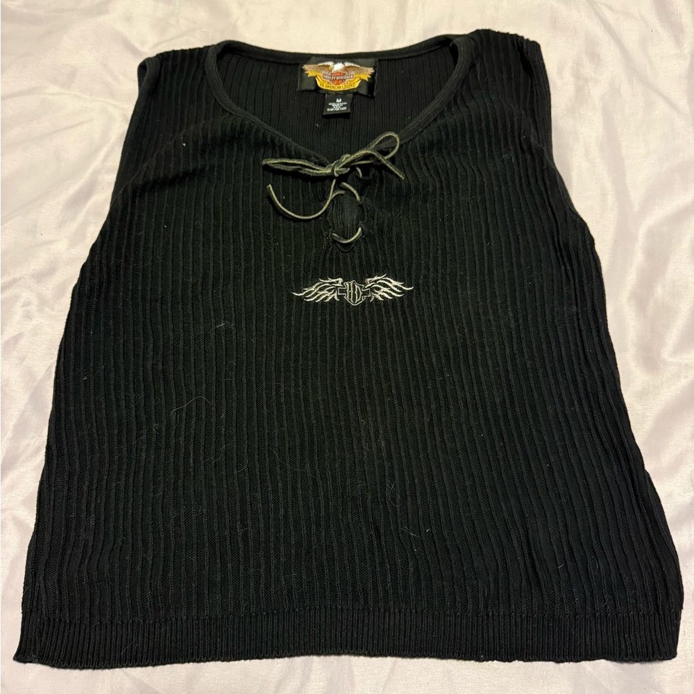 Harley-Davidson Black Ribbed Tank with Embroidered Patch